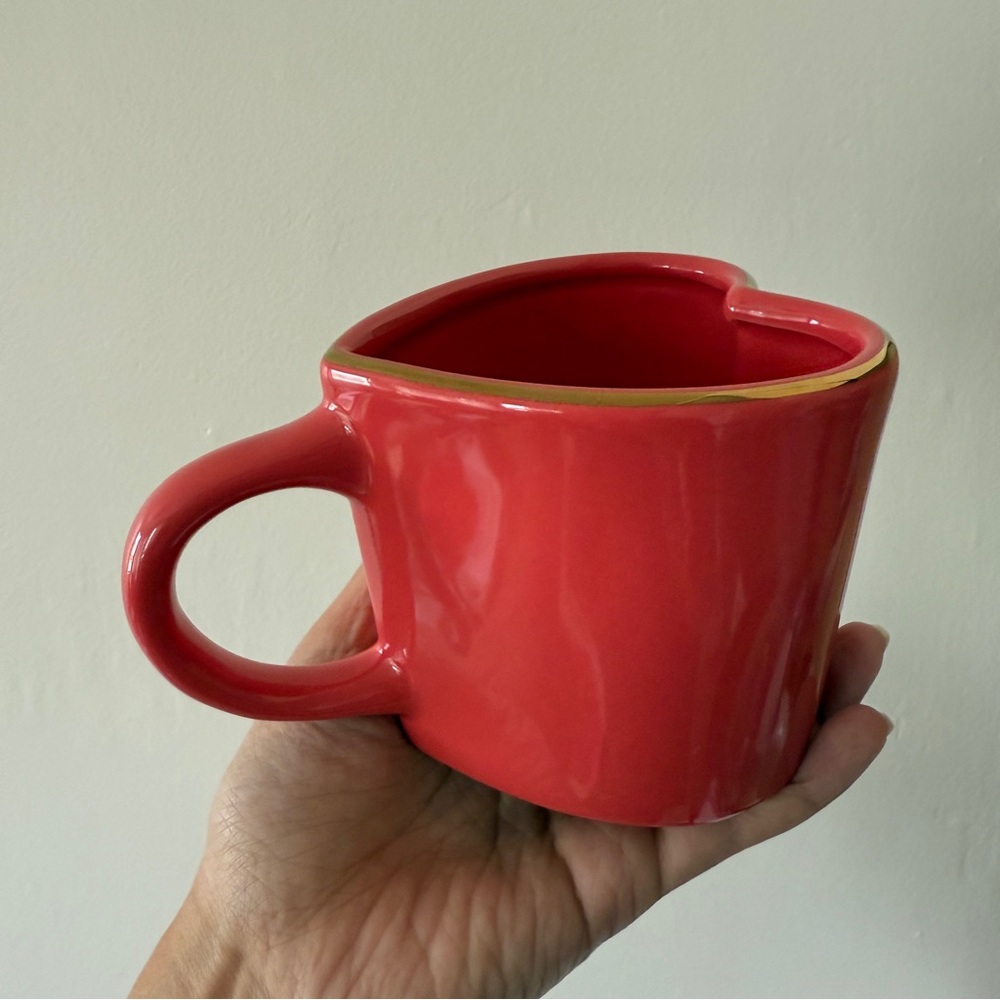 Red heart shaped coffee mug cup